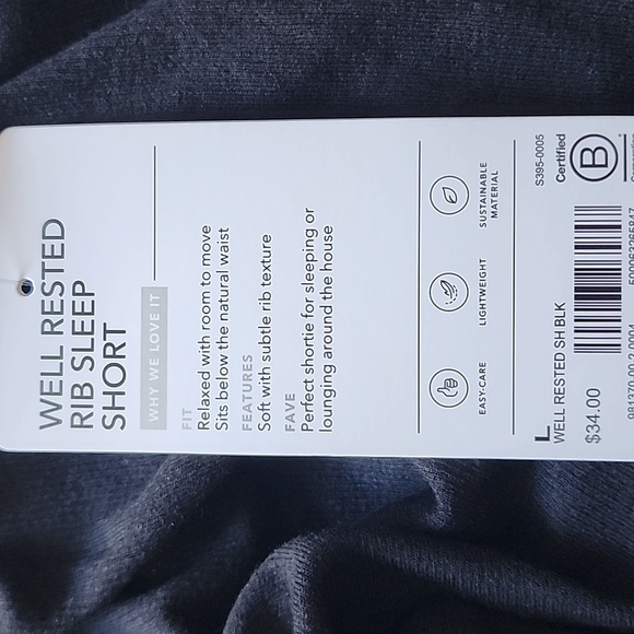 Lululemon Well Rested Rib Sleep Short In Black NWT - Picture 5 of 5